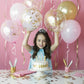 Funhot Pink And Gold Balloons, 60Pcs Retro Pink White Balloons, 12 Inch Metallic Gold Confetti Balloons Helium Light Pink Latex