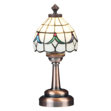 Mini Dollhouse Tiffany Table Lamp, Led Miniature Accent Lighting For Dolls House Decor, Functional Light, Furniture Accessories