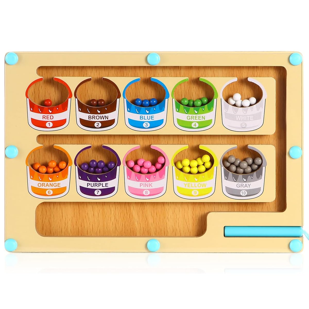 Magnetic Colour And Number Maze Wooden Montessori Toy