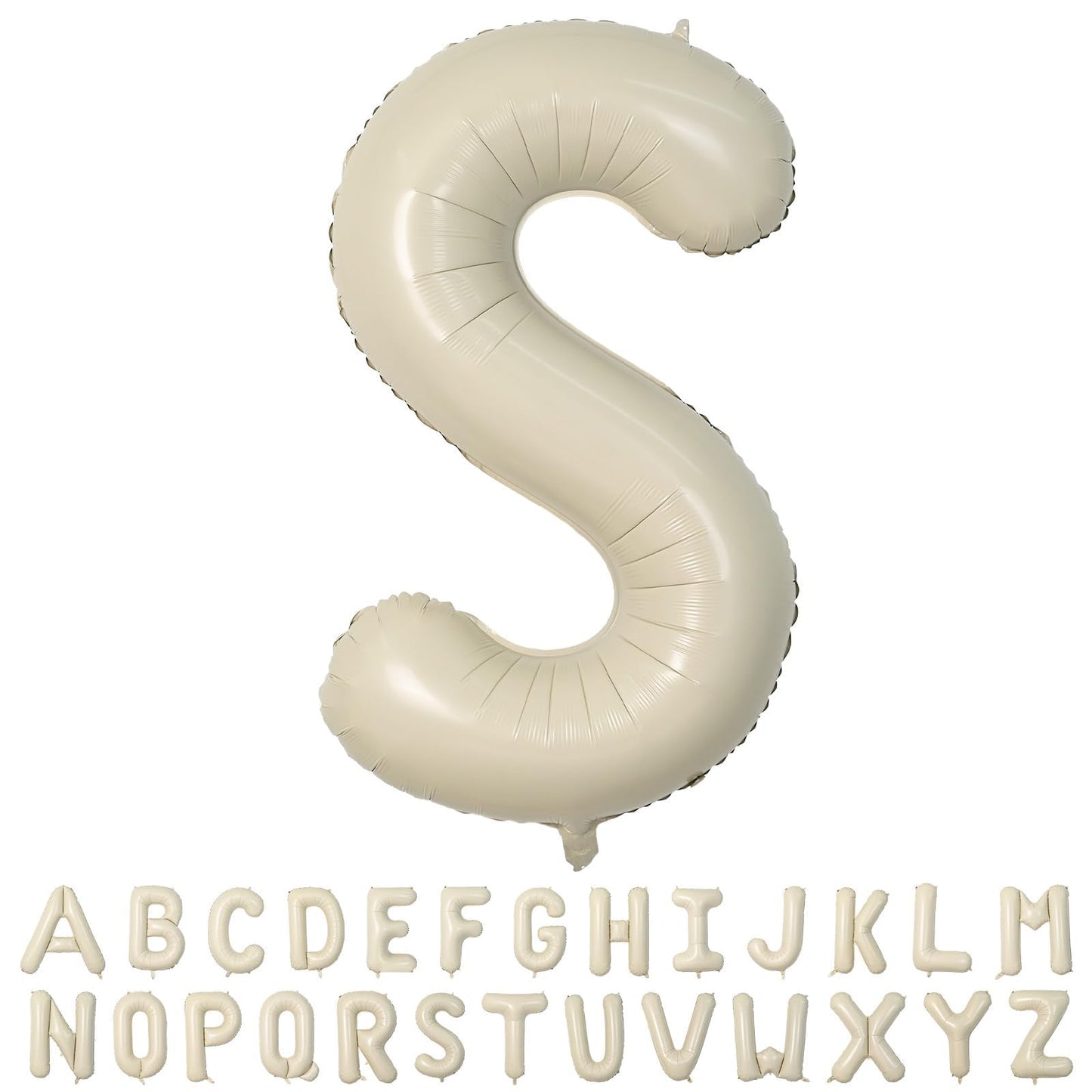 40 Inch Cream Letter Balloons, Large S Letter Balloons Foil Helium Balloons, Mylar Big Single Alphabet S Balloons, Cream Balloon