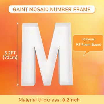 MEYSIMOON 3FT Marquee Letter 'M' Balloon Frame - White Pre-Cut Foam Board for Birthday, Wedding, Baby Shower Decorations