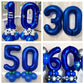 BBPOOL Navy Blue Number 80 Balloons, 40 Inch Large Foil Mylar Balloons for 80th Birthday Party Decorations