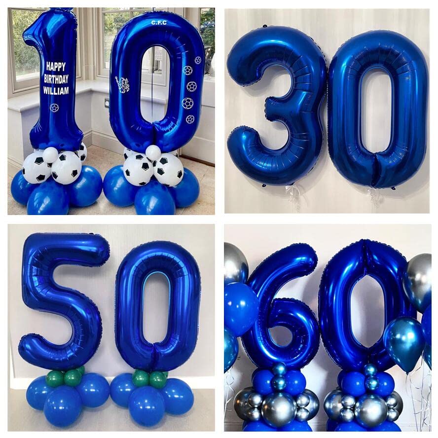 BBPOOL Navy Blue Number 80 Balloons, 40 Inch Large Foil Mylar Balloons for 80th Birthday Party Decorations