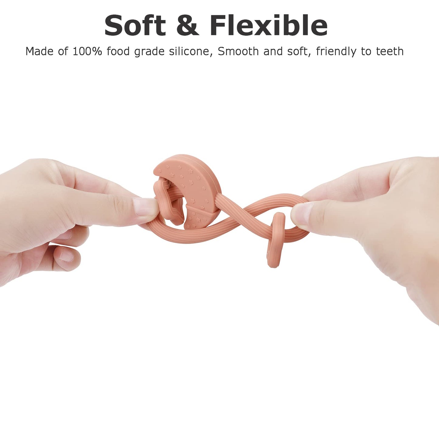 Eoopoon Silicone Baby Teething Toy  Silicone Baby Ring Teether for Babies 3 Months+  Raised Texture to Soothe Gums  BPA Free  Boys Girls Shower  Birthday  Christmas Gifts (Sage)