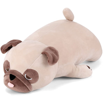 Meowtastic Cute Weighted Stuffed Animals - 31' 5.5 Lbs Weighted Pug Stuffed Animal Bulldog Plush Pillow, Giant Weighted Stuffed Dog Plush Toys Gifts For Kids & Adults (31' 5.5 Lbs, Beige Pug)