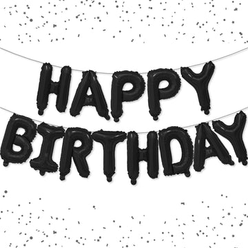 16 Inch Happy Birthday Balloon, Black Happy Birthday Balloons Banner Aluminum Foil Letters Balloons For Birthday Party Decoratio