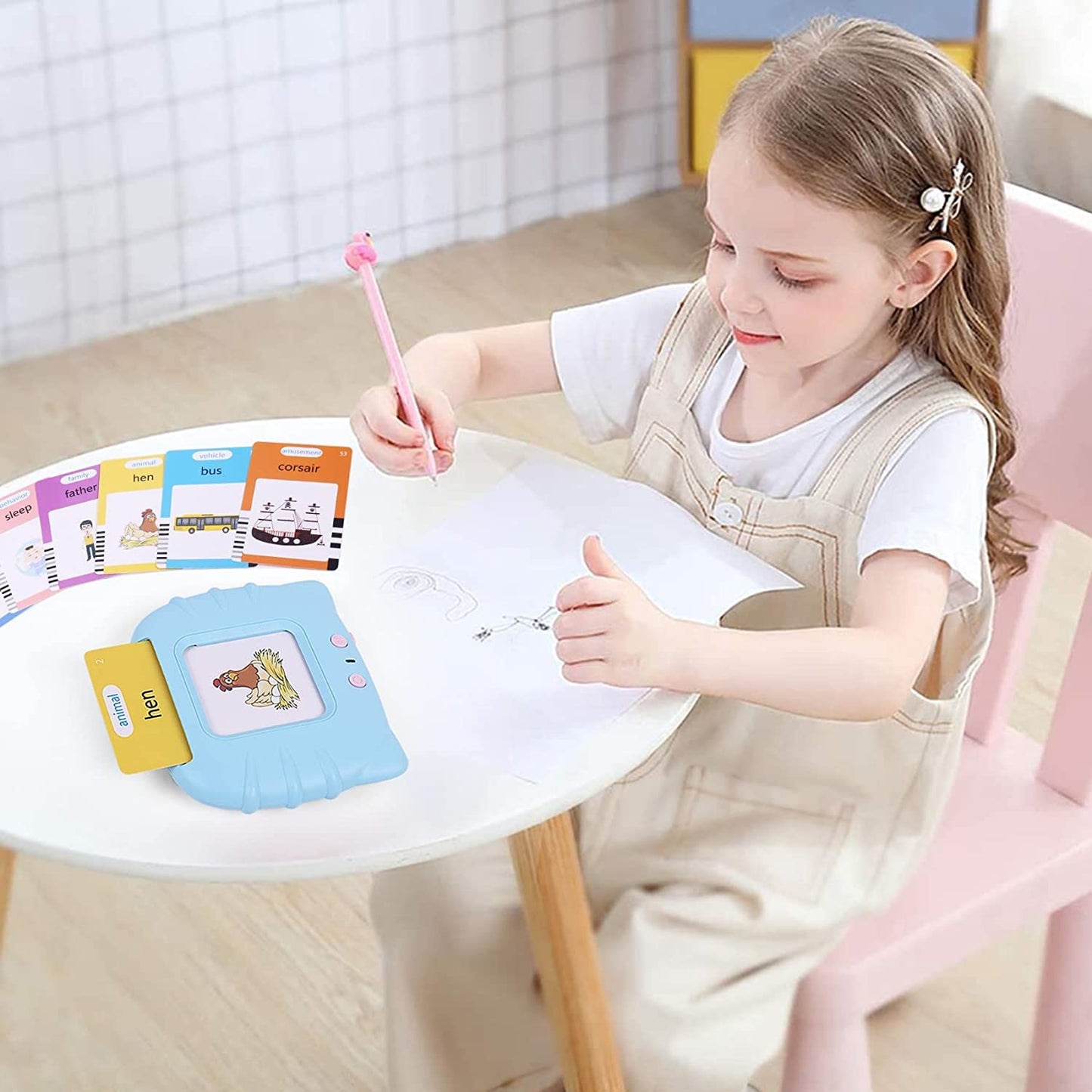 Globaltronics 510 Sight Words Talking Flash Cards Toddler Toys Pocket Speech For Toddlers, Talking Learning Flash Cards Educational Toys Sensory Toys For Boys And Girls (Pink), Medium