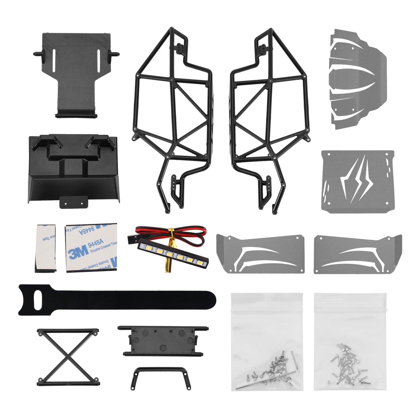 INJORA 45g Nylon Rock Buggy Body Shell with Aluminum Spider Panels for 1/24 RC Crawler Car Axial SCX24 C10 JLU Bronco Base Camp