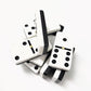 Marion Domino Double 6 Black & White Two Tone Jumbo Tournament Professional Size With Spinners In Elegant Black Velvet Case.