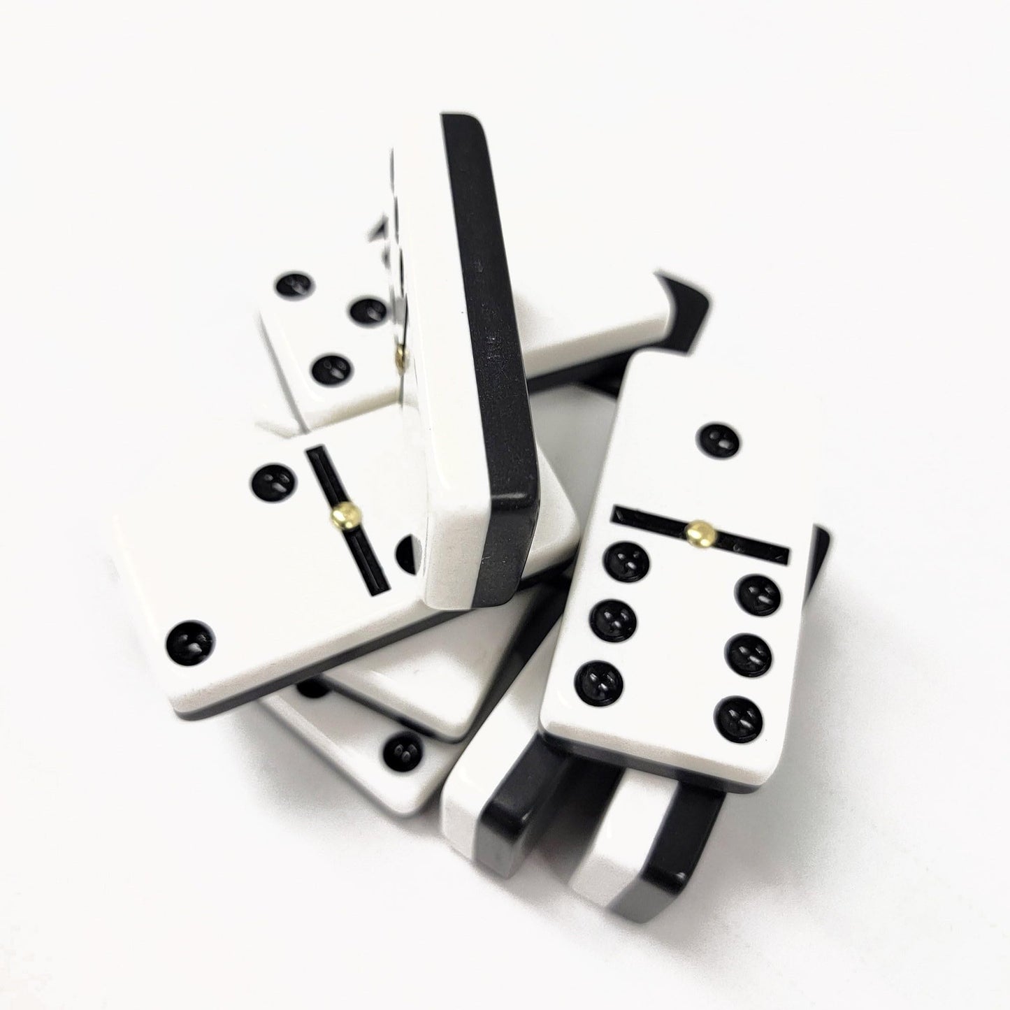 Marion & Co. Domino Double Six 6 Two Tone Black And White Tiles Jumbo Tournament Professional Size With Spinners In Black Elegant Velvet Bag