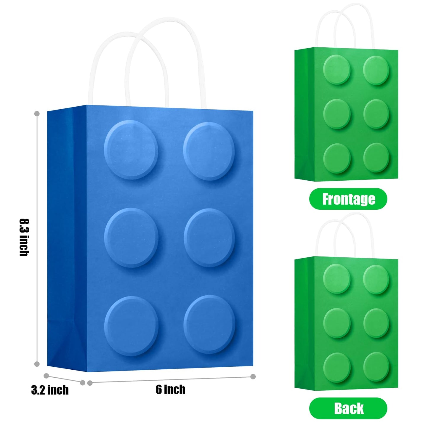 Yotnus ???? ?????? Building Block Party-Favor-Gift-Bags, Small Gift Bags With Handles, For Building Block Birthday Party Baby Sh