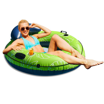 Josen Heavy Duty River Tubes Float With Cup Holders For Pool And Lake - 53'' Large Pool Float For Adult, Inflatable Swimming Poo