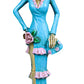 Ebros Gift Elite Aristocrat Blue and Pink Senorita Ballroom Skeleton Lady Statue Day of The Dead Night Gown Sexy Sugar Skull Lady Diva Figurine -Like New