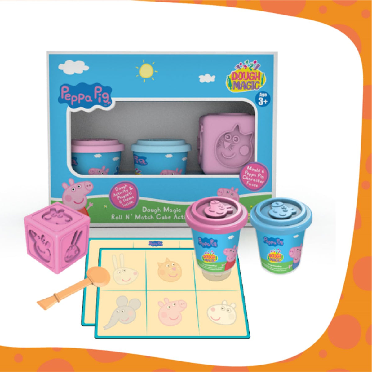 Dough Magic Peppa Pig Roll N Match Cube Activity Set With Moulding Lid Pack Of 2 100Gm Each|Fun With Water Based Dough|Art & Cra