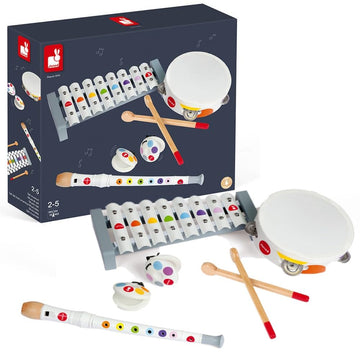 Janod Confetti 4 Piece Wood Musical Instrument Set - 11.22 ' Tall - Ages 2+ - J07600