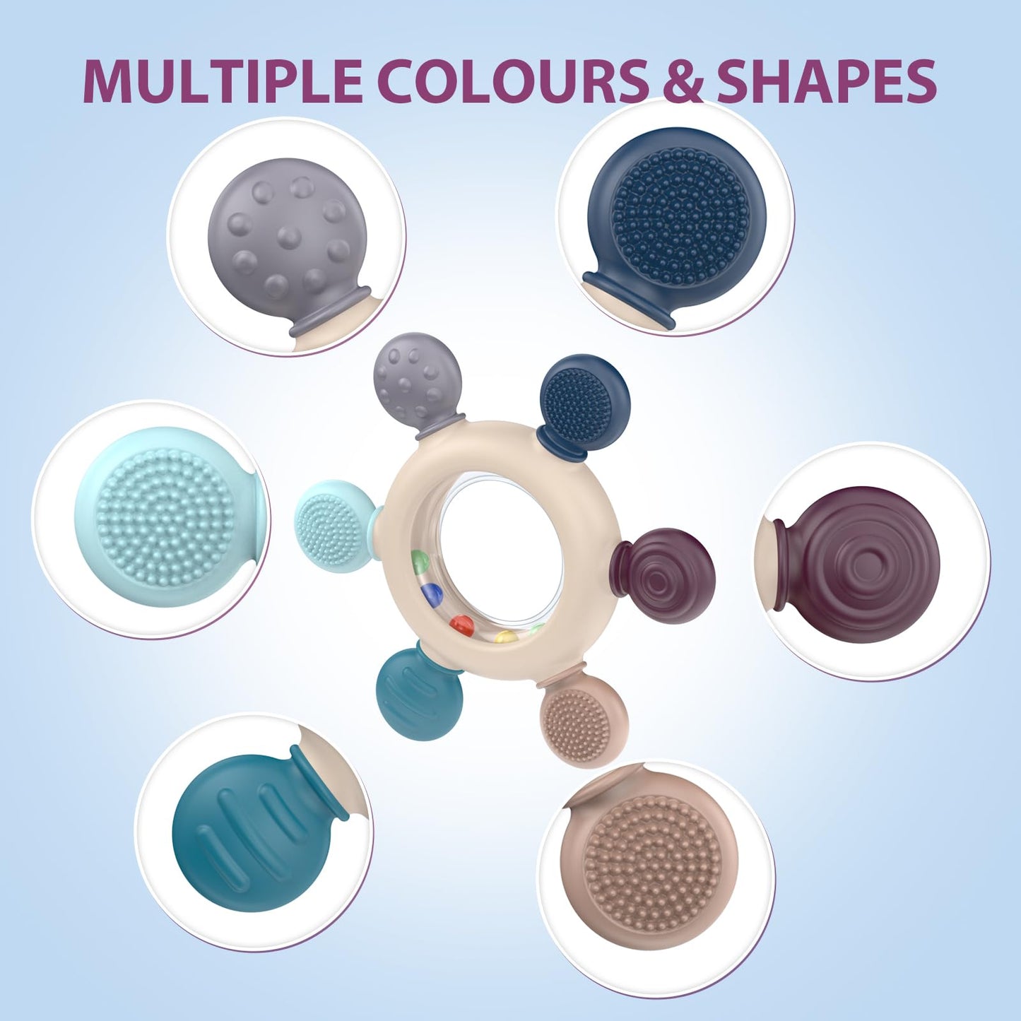 akolik Teething Toys for Babies  Baby Teethers Toy Teething Ring Silicone  Grasping Teething Toy  BPA Free Teething Newborn Accessories for Baby 0 3 6 9 12 18 Months (Ringer Grey)