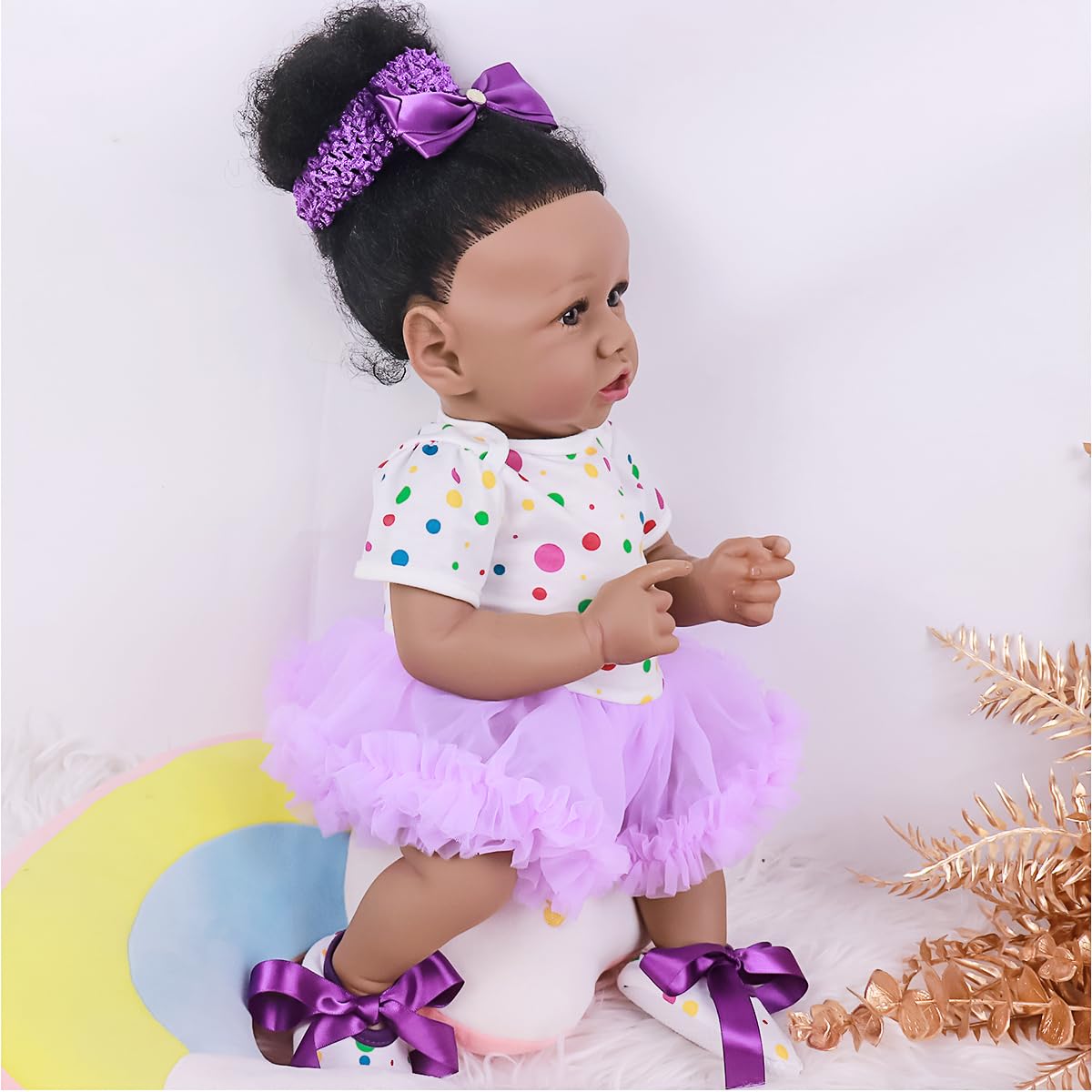 MAIHAO Reborn Baby Dolls Black Girl with Soft Body African American Real Life Babies Girl That Look Lifelike Newborn Baby Dolls