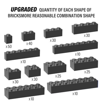 300 Piece Dark Gray Bricks Bulk Assortment Pack, Dark Grey Brick Accessories For Building With 12 Size, Compatible With Lego Par