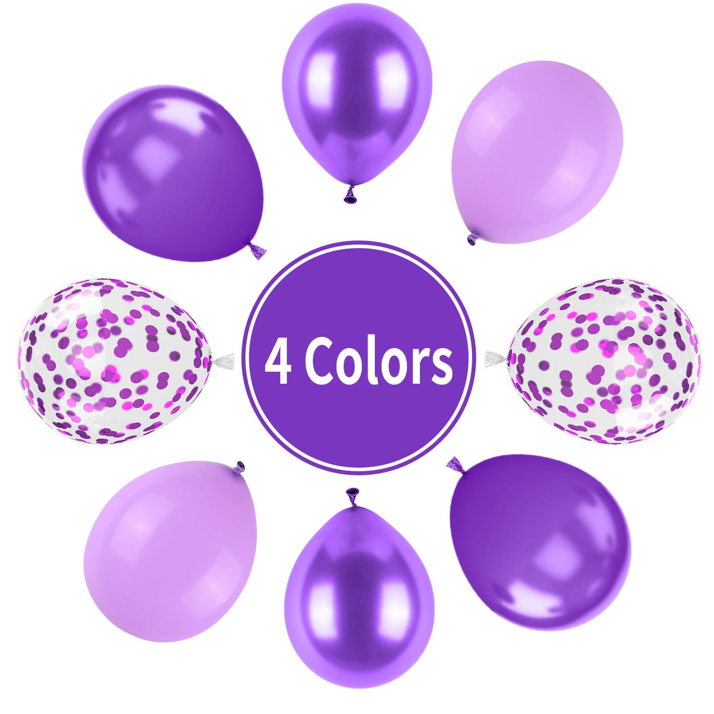 Purple Balloons, Lavender Purple Balloons Pearl Light Purple Party Balloons Metallic Purple Confetti Balloons Matte Pale Purple