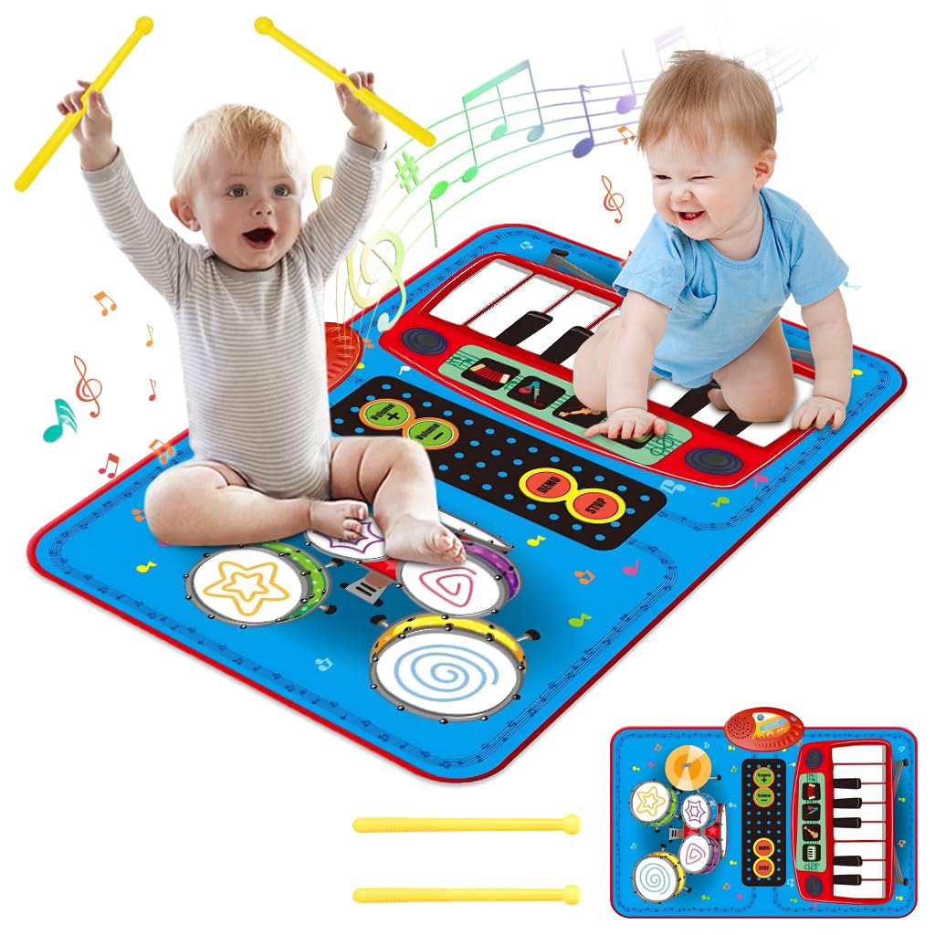 Patpat 8 Instrument Piano Keyboard Musical Mat For Kids 1-6 Years, 8 Sounds And 6 Modes Foldable Baby Drum Mat Educational Music