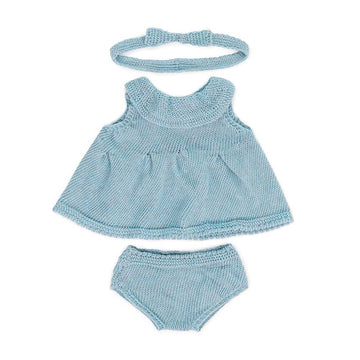 Miniland Clothes For Dolls 15'' Knitted Outfit Dress & Headband - Eco, Made In Spain, Quality, Role Play, Educational