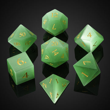 UDIXI Natural Gemstone DND Dice Set, 7PCS Crystal D&D Dice for Dungeons and Dragons, Handmade Stone Dice for MTG Table Games (Gr