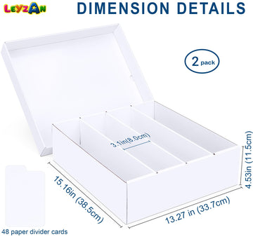 Leyzan Trading Card Storage Box, 3200 Count Cardboard Storage Box With Divider For Sports, Tcg, Mtg Card(2 Pack)