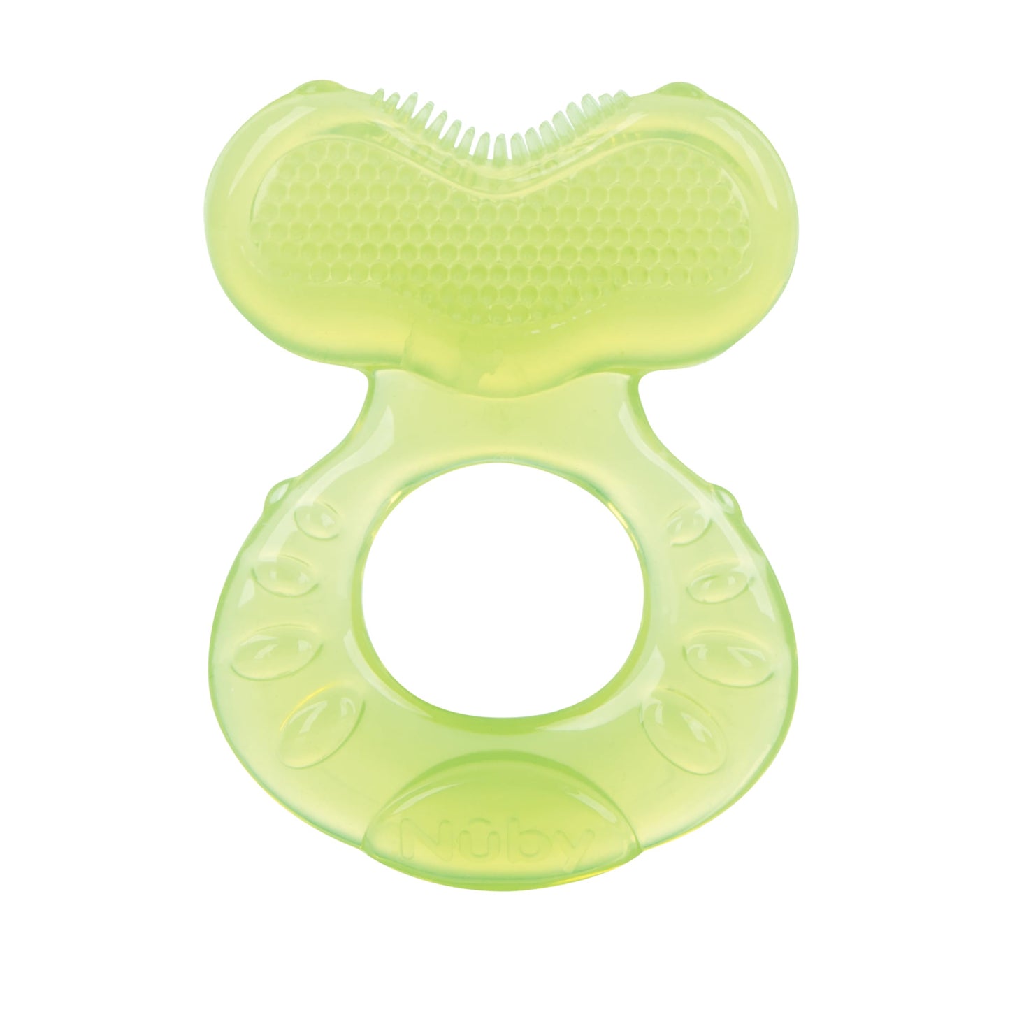 Nuby Silicone Teethe-Eez Teether With Bristles, Includes Hygienic Case, Green (Pack Of 1)