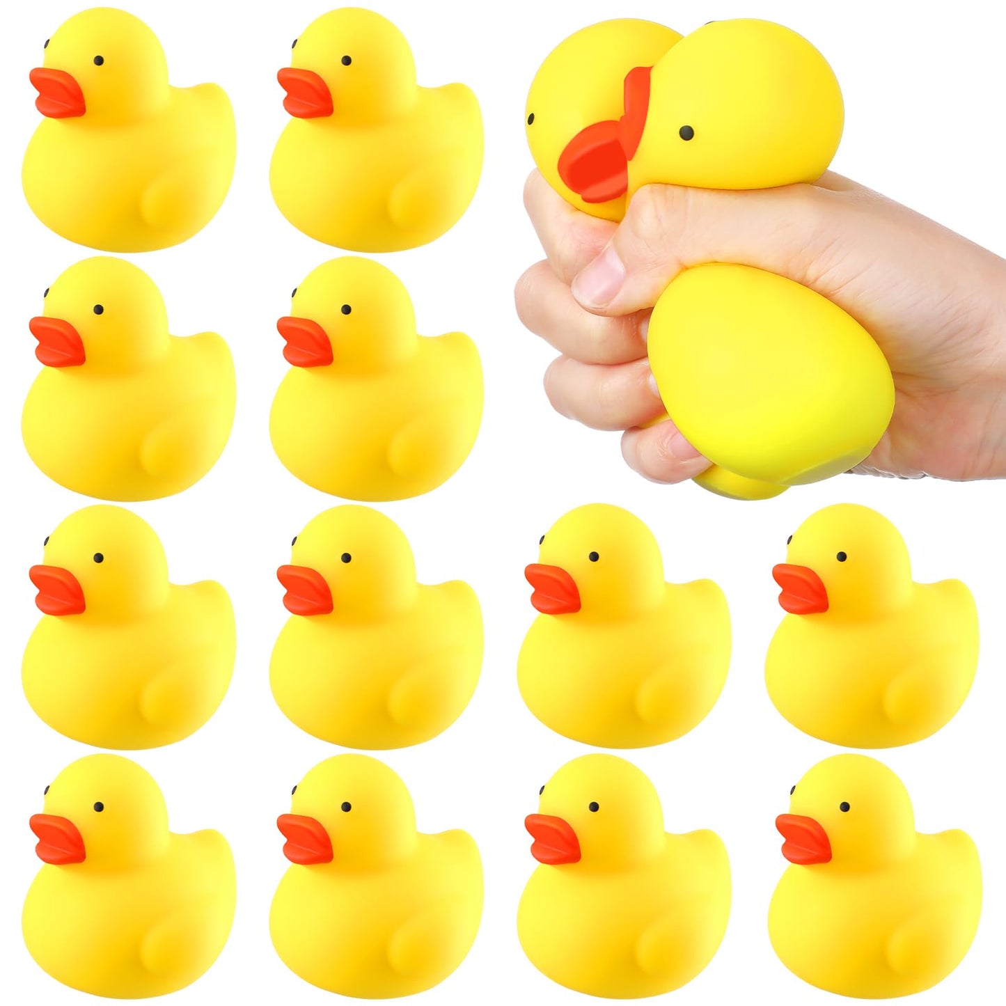 Meooeck 12 Pcs Duck Stress Relief Toy Stress Balls for mature-themed Mini Duck Party Favors Cute Squeeze Toys Fidget Animal Ball Fun for Birthday Party Office Birthday Christmas Stuffer Gift Classroom Prizes
