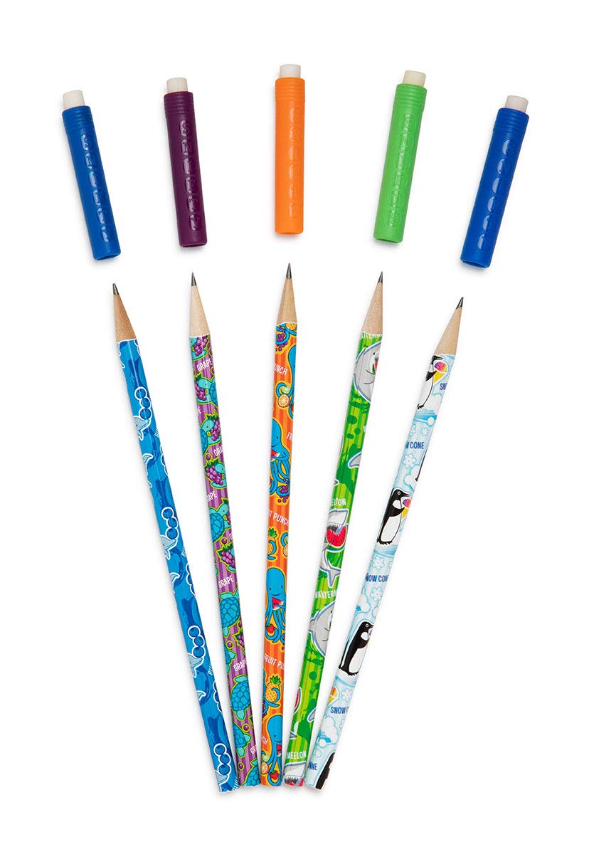 SNIFTY Scented Pencil Toppers with Aquarium Themed Pencils, 5 Count, Blue, Plastic, Model SNFTY002