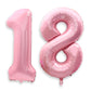 40 Inch Pink 18 Balloon Numbers, Large Number 18 Balloons Pink Foil Number Balloons, Light Pink 18th Foil Birthday Balloons for 