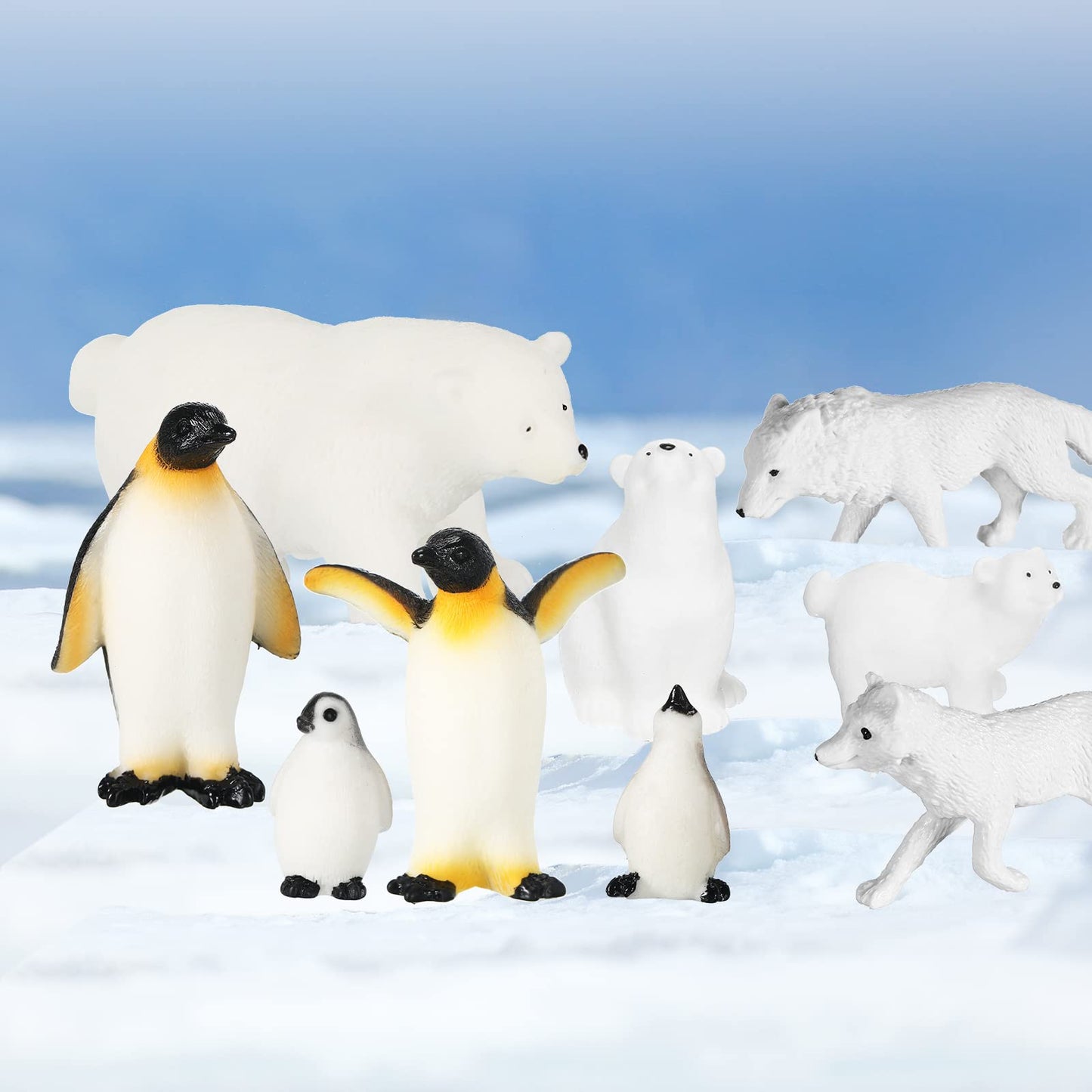16 Pcs Polar Animals Figurines Antarctic Animals Set Plastic Arctic Animals Toys with White Bear Penguin Figurines Whale Seal Wolf Cat Figures for Over 6 Aged Kid mature-themed Party Favor(Vivid Style)