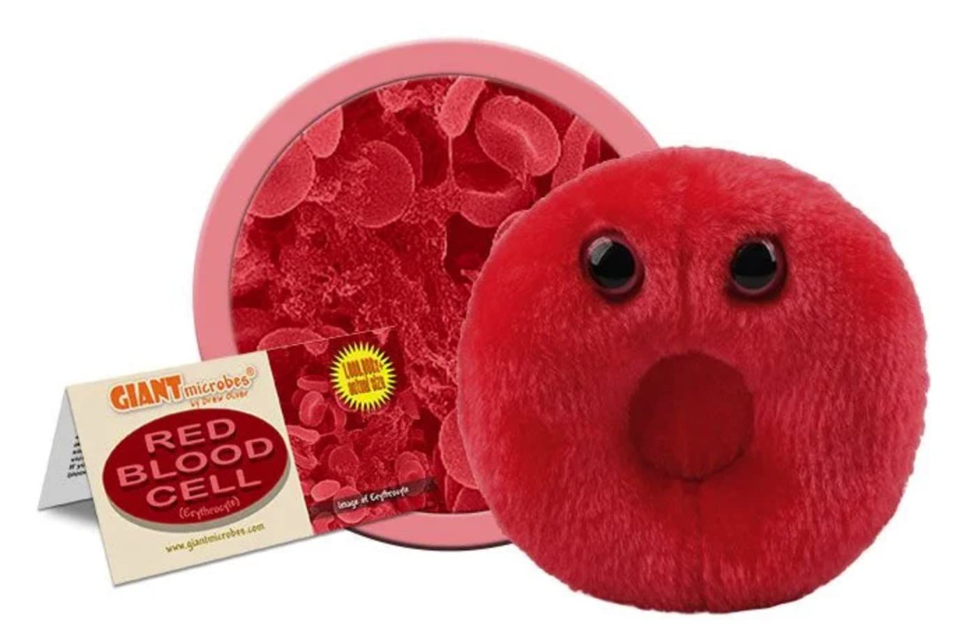 GIANTmicrobes Red Blood Cell Plush Toy, 7" Hematology Gift, Soft Red Plush, Model 874665001272