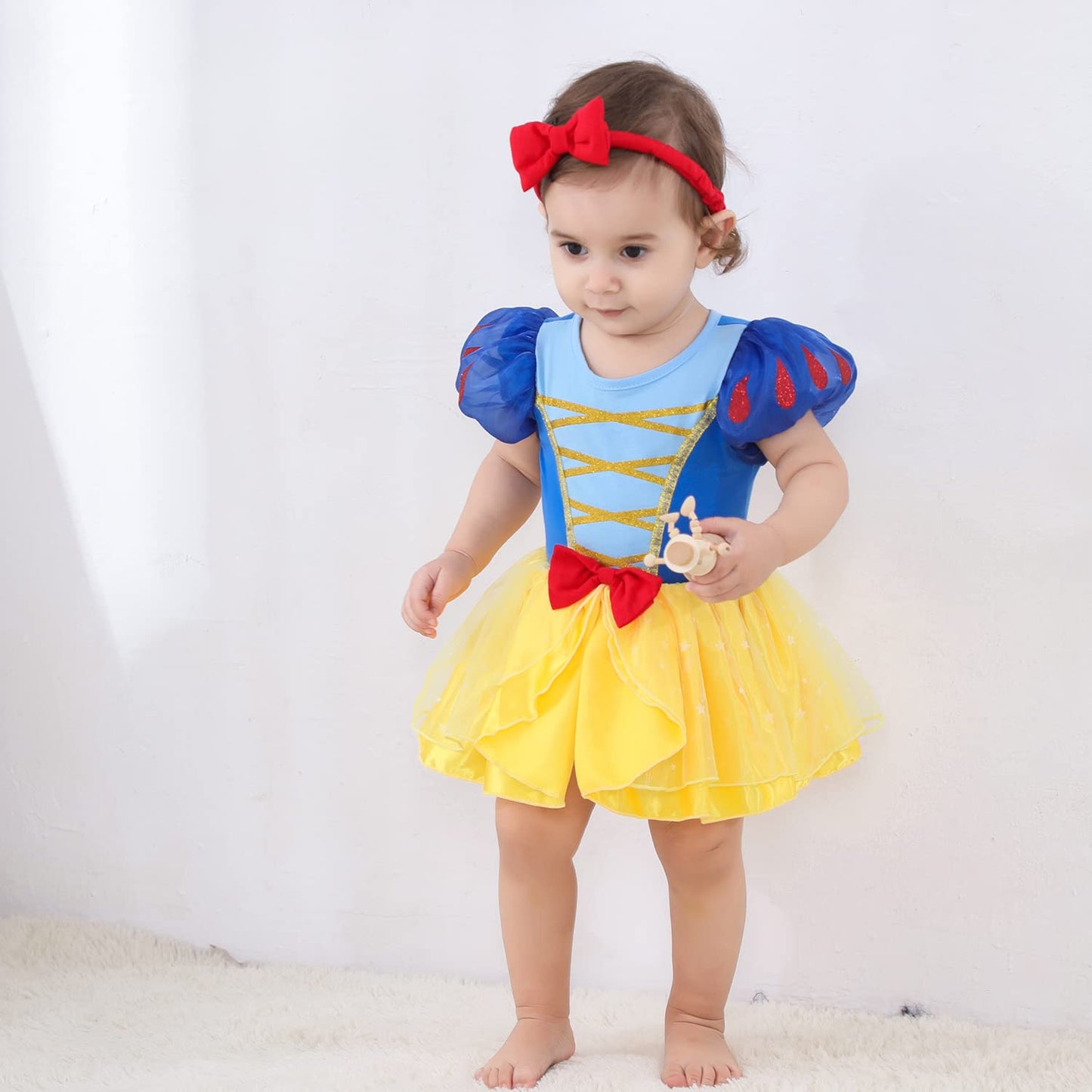 Snow Baby Girls Costume For Infant Romper Onesie Babysuit Birthday Christmas Halloween With Headband 6-9Months(E04-80)