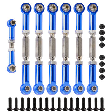 WEISHUJI 7 Pack Front Rear Servo Link,Adjustable Aluminum Turnbuckles/Camber Link with Rod Ends Sets,Machined Metal Front Rear S