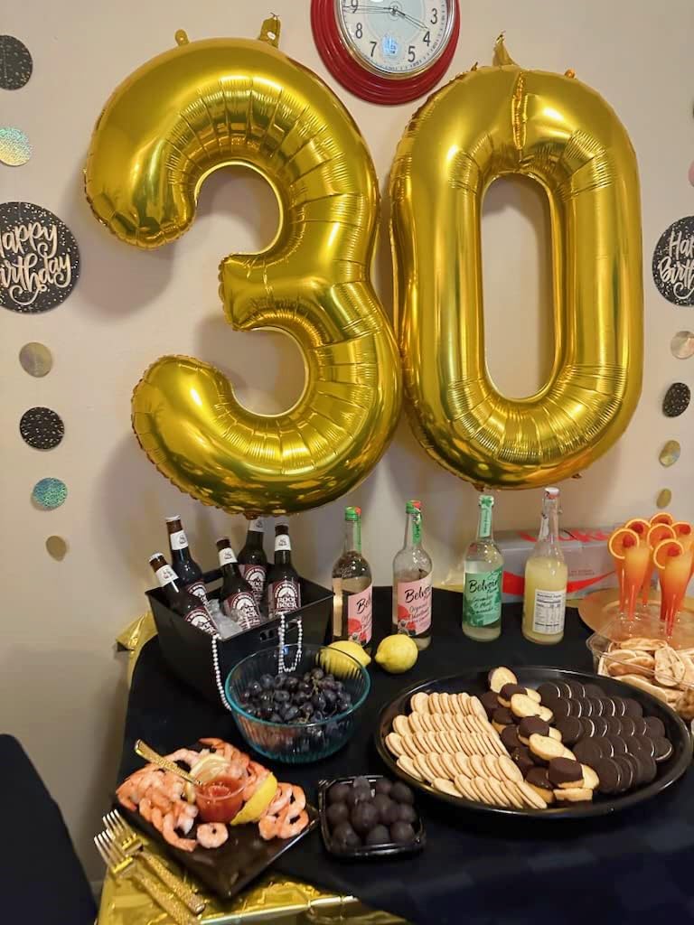 40 Inch Gold 22 Balloon Numbers, 22 Birthday Decorations For Women Men, Number 22 Balloons, Large Foil Mylar Balloons For Birthd