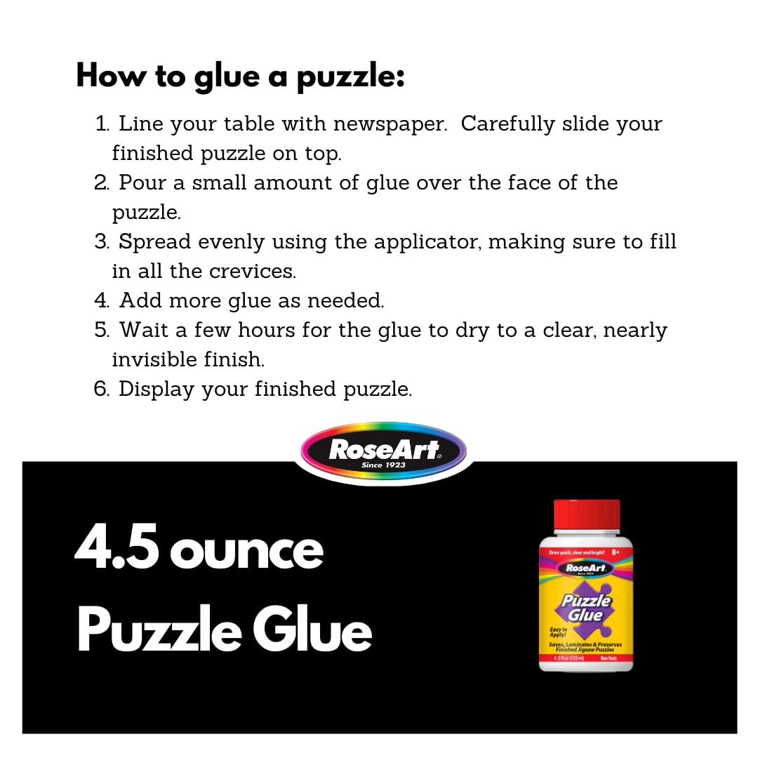 RoseArt Jigsaw Puzzle Glue with Applicator 6-Pack - Saves, Laminates and Preserves Finished Jigsaw Puzzles - Easy to Apply, Drie