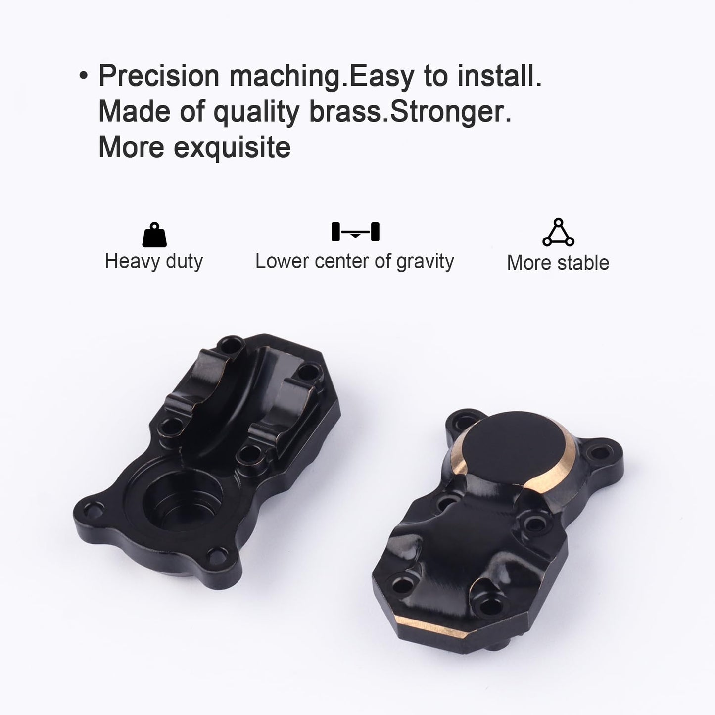 Brass Diff Cover Front Rear Axles Housing Cover Heavy Duty for Axial SCX24 Deadbolt Gladiator Bronco C10 JLU 1/24 RC Crawler Car