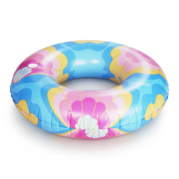 Funboy Giant Inflatable Mermaid Shells Tube Float, Donut Style Pool Float, Luxury Raft For Summer Pool Parties And Entertainment Large