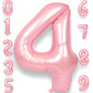 Rainbowq Party 4 Balloon Number 40 Inch For Boy Or Girl Big Pink 0-9 Foil Mylar Large 4 Number Balloon Happy 4Th Birthday Party