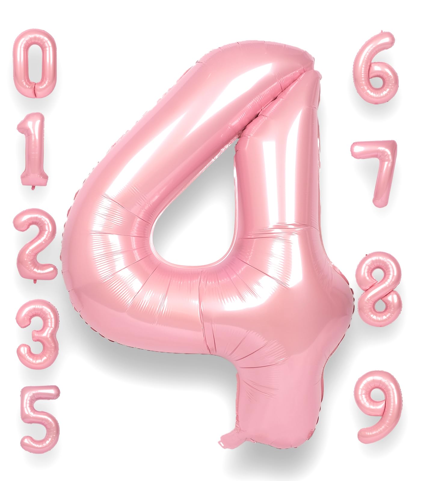Rainbowq Party 4 Balloon Number 40 Inch For Boy Or Girl Big Pink 0-9 Foil Mylar Large 4 Number Balloon Happy 4Th Birthday Party