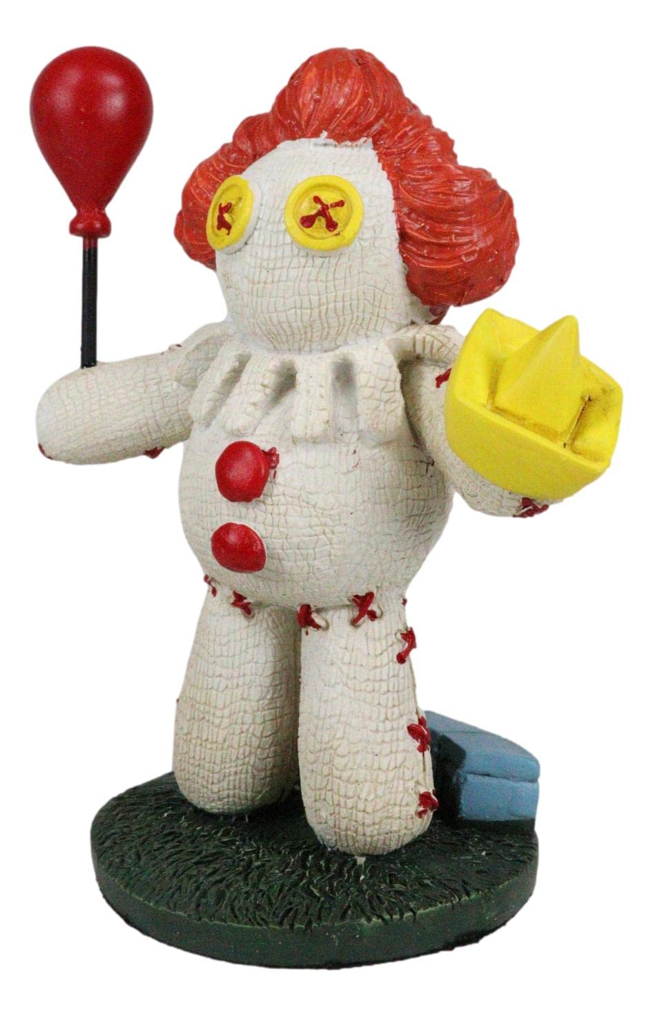 Ebros Day Of The Dead Pinheadz Monster With Voodoo Stitches Figurine Halloween Collectible Fantasy Mythical Beings Undead Apocalypse Horror (Pennywise Clown It With Red Balloon And Ship)