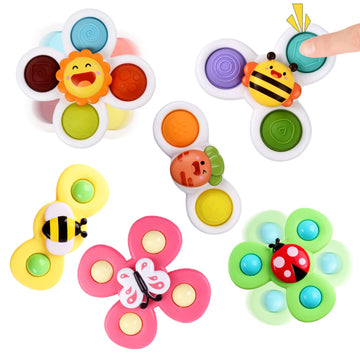 Suction Cup Spinner Toy For Baby - Suction Cup Fidget Spinner Toys Bath Toys Window Spinning Top Baby Toys 12-18 Months Christmas Birthday Gifts For 1 2 3 Boys Girls Sensory Toys For Toddlers 1-3