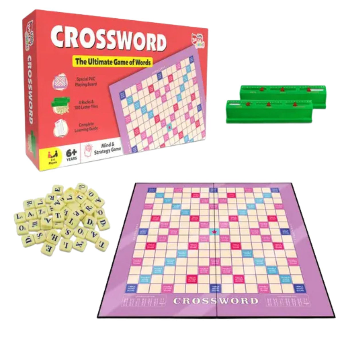 Partyjoy Word Making Crossword Board Game for Kids & Adults | Big Size English Spelling Puzzle | Educational Vocabulary Learning