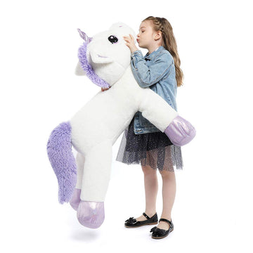 Tezituor 43'' Big Unicorn Plush Toys Giant Unicorn Stuffed Animals Cute Soft Plushie Birthday Decorations for Girls White Unicorns Gifts for Children mature-themed Girlfriend