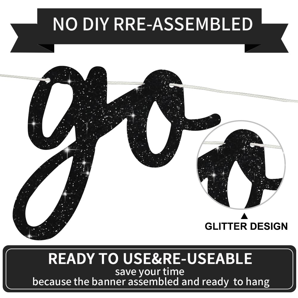 Beishida Black Go Shawty It'S Your Birthday Banner - No Diy - Hip Hop Theme Glitter Happy Birthday Banner - Pre-Strung - Black R