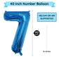Paticool 40 Inch Blue Number Balloon 7, Large Number Foil Balloons Mylar For Girl Boy Birthday Party Celebration Decorations Sup