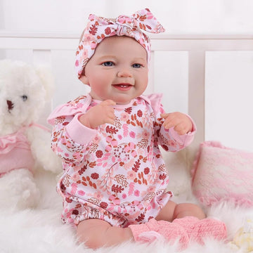 Babeside 3Pcs Reborn Baby Doll Clothes For 17-22 Inch Dolls, Baby Doll Outfit Accessories With Floral Pattern Fit Newborn Baby Dolls Girl, Pink