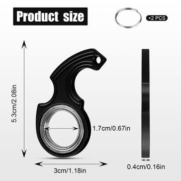 2Pcs Key Chain Spinner Toys 0.67' Inner Diameter With 2Pcs Key Rings, Finger Fidget Keychain Key Ring Spinner Toy Gifts For Kids Adults Finger Exercising Anxiety Relief (Black, Silver)