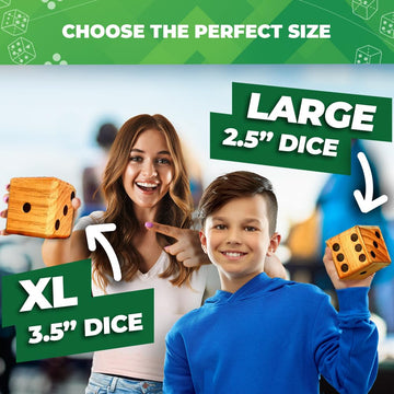 SWOOC Games - Yardzee, Farkle & 20+ Games - Light-Weight Yard Dice Game Set (All Weather) with Collapsible Bucket, 5 Big Laminat